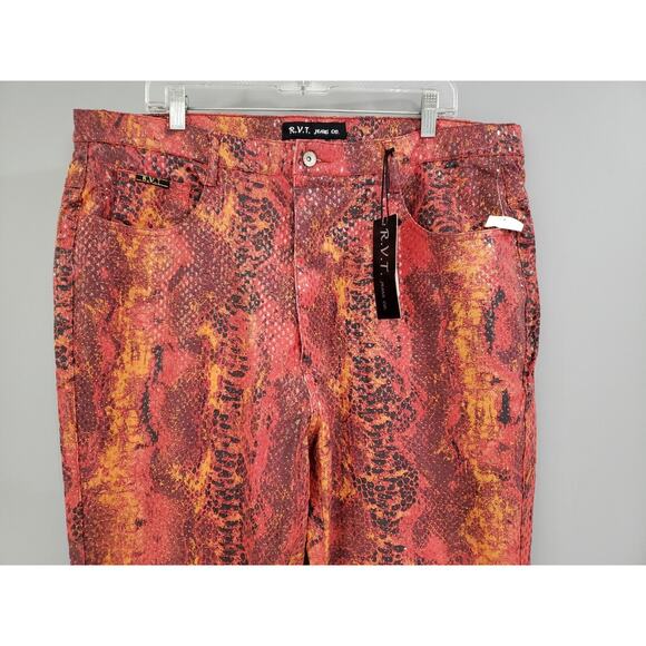NEW Vintage R.V.T. Snakeskin Print Bootcut Jeans Women Size 24 Plus Size y2k 90s - Picture 2 of 7